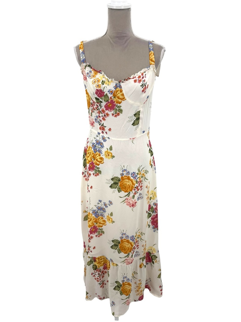 Reformation Juliette Midi Dress Formosa Floral Size 10 Sweetheart Tie Strap - Picture 8 of 15